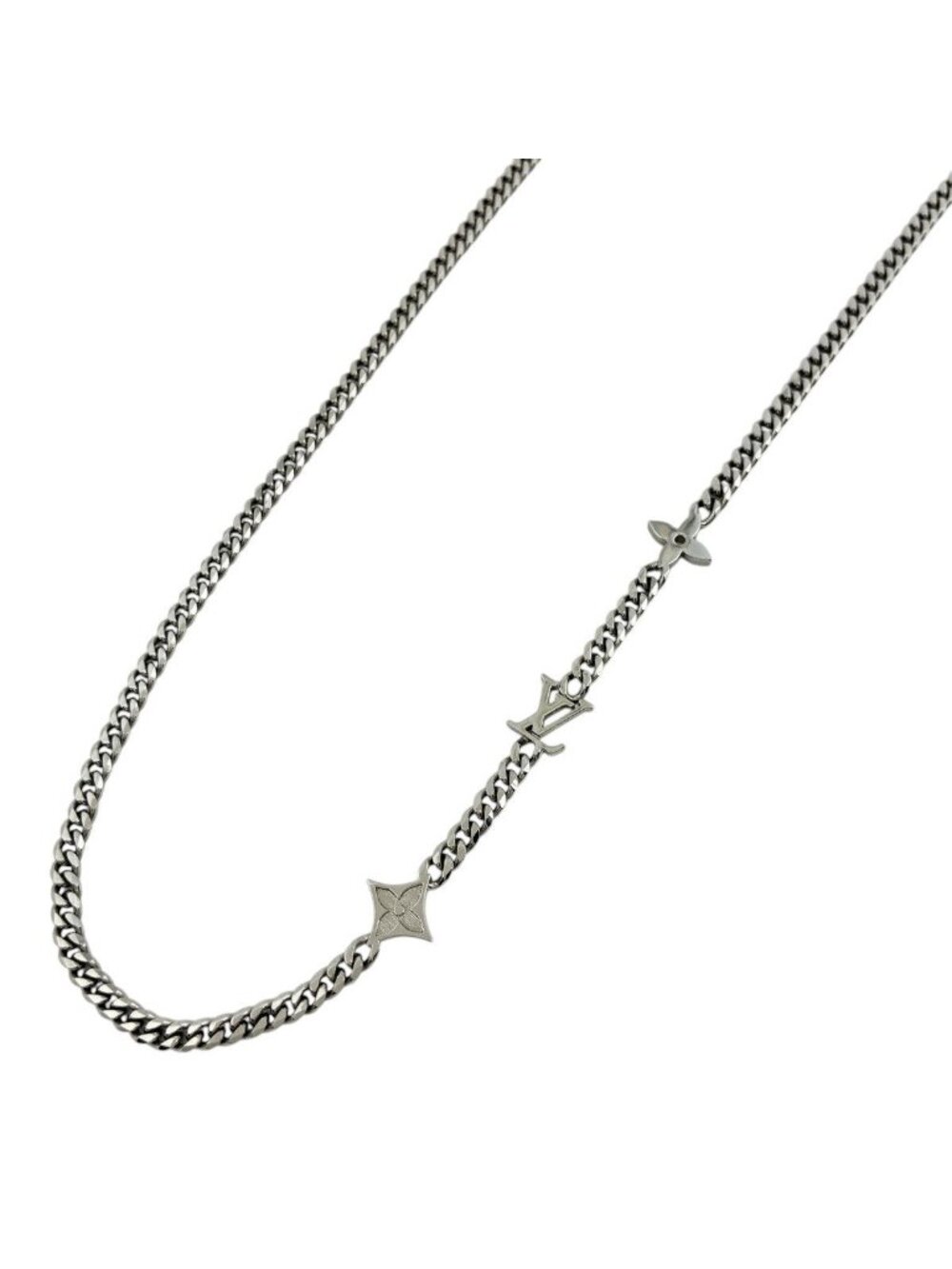 Louis Vuitton Monogram Low Necklace Metal Silver